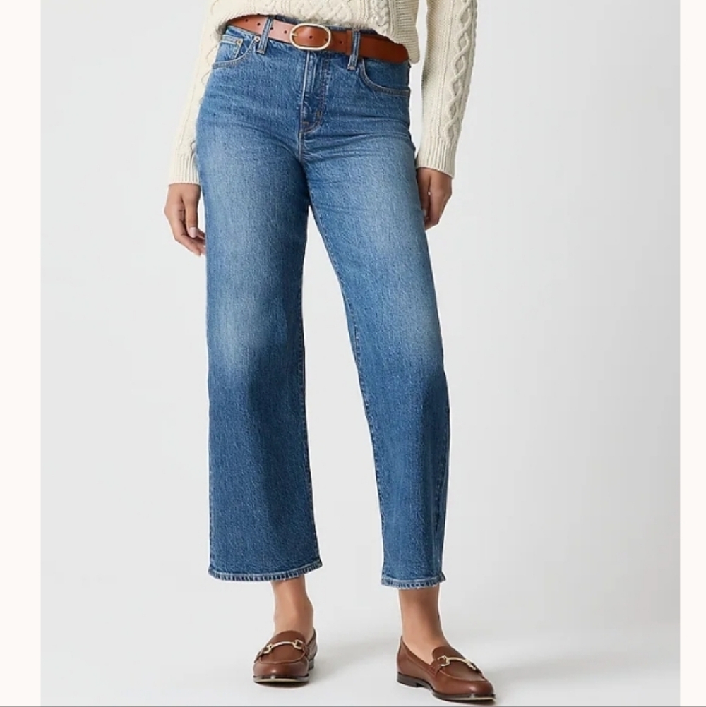 J. Crew Wide Leg Crop Jean in All Day Stretch Size‎ 31 Medium Wash 2025 Current